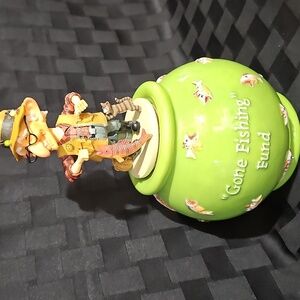 2004 Westland Giftware "Coots" Bobblehead "Gone Fishing Fund" Jar/Bank #12714